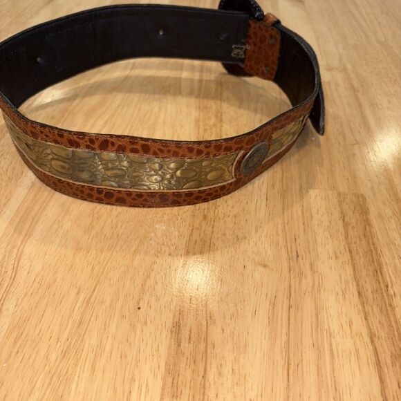 Vintage Aignon Spain Wide Leather Belt Medallions Boho Western Belt Size Large main image 9